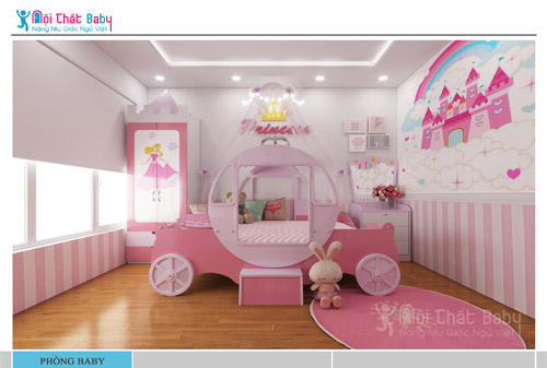phòng ngủ bé gái công chúa theo phong cách tân cổ điển